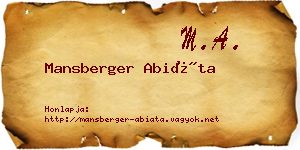 Mansberger Abiáta névjegykártya
